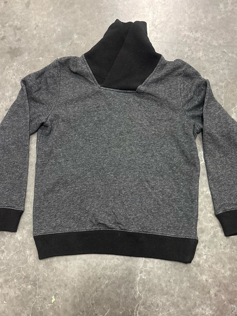 H&M Men Charcoal Heather Grey Shawl Collar Pullover Sweatshirt Medium